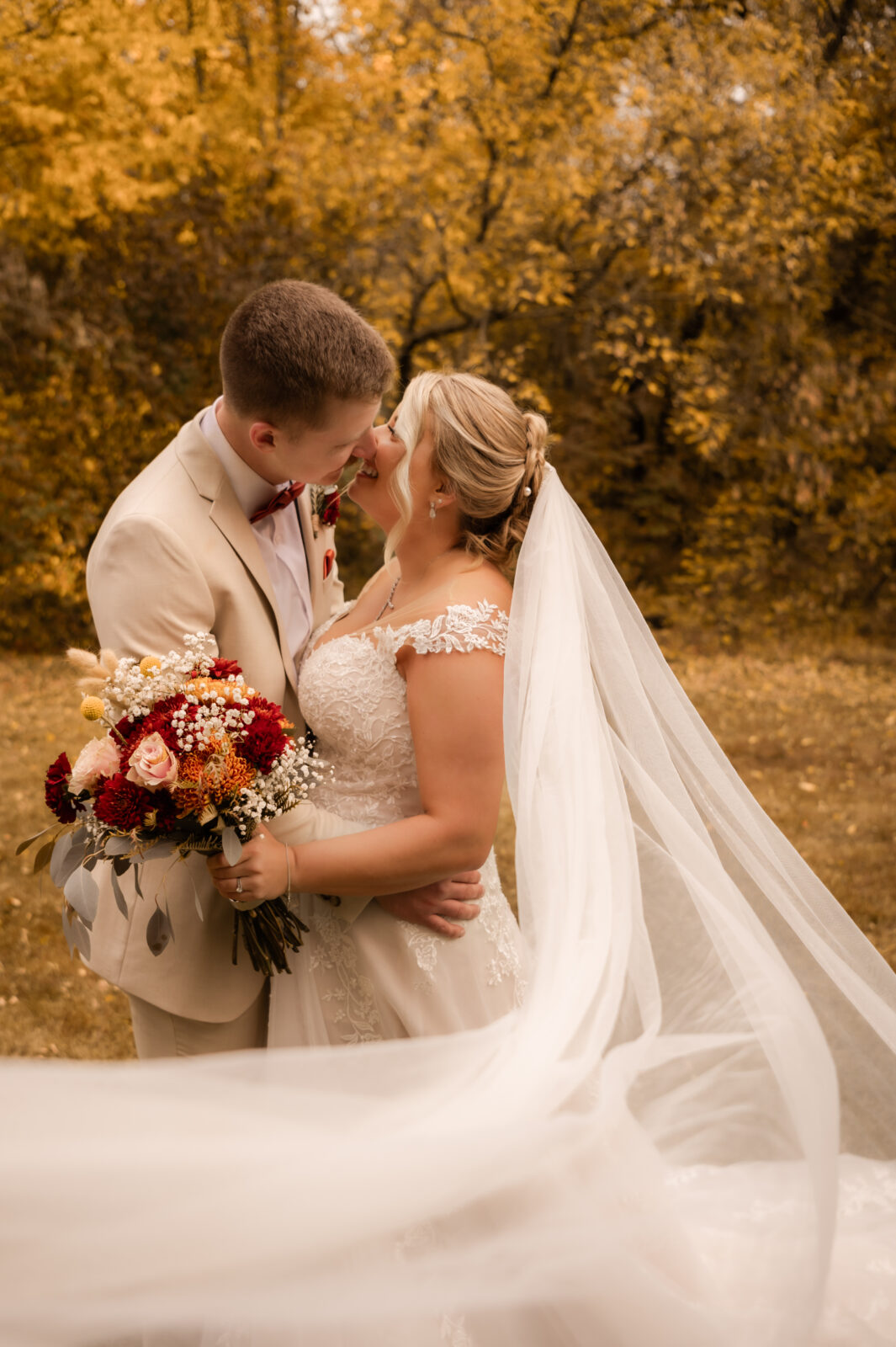 bride and groom portraits edmonton fall wedding
